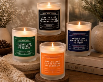 Custom College Candle Gift for Her or Him, Personalized Graduation Candle, College Acceptance Gift, Dorm Room Decor