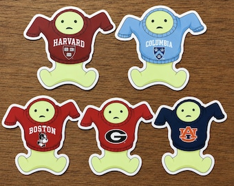 Custom College Smiski Sticker | Cute University Waterbottle Sticker | Personalized School Laptop Sticker | Dorm Decor