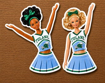Custom College Barbie Sticker | Gameday Cheerleader Sticker, Any School Tailgate Accessory