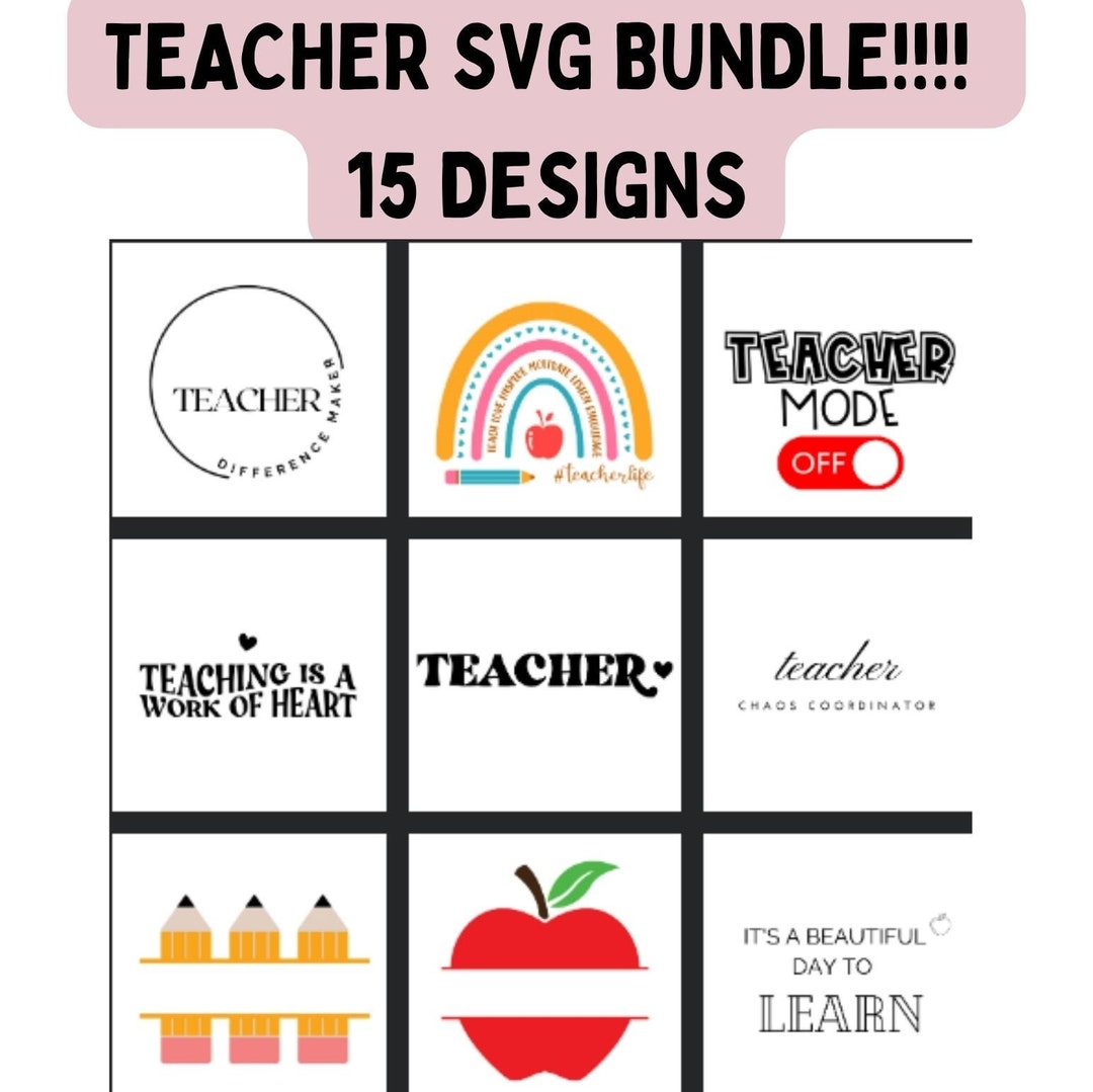 Teacher SVG Bundle, Teacher SVG, Teach SVG, Cut Files for Cricut - Etsy