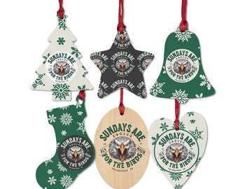 Sundays Are For The Birds, Philadelphia Wooden Eagles Snowflakes Ornaments, Alternate Design on the Back, Collect All Six Shapes!