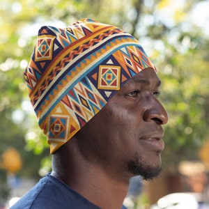 Fall Beanie, African Kente Design, Unisex Fit