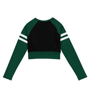 Tush Push™ Crop Top, QB Sneak Sports Fitness Shirt, Striped Sleeves, Recycled