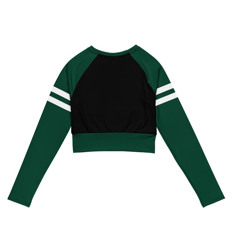 Tush Push™ Crop Top, QB Sneak Sports Fitness Shirt, Striped Sleeves, Recycled