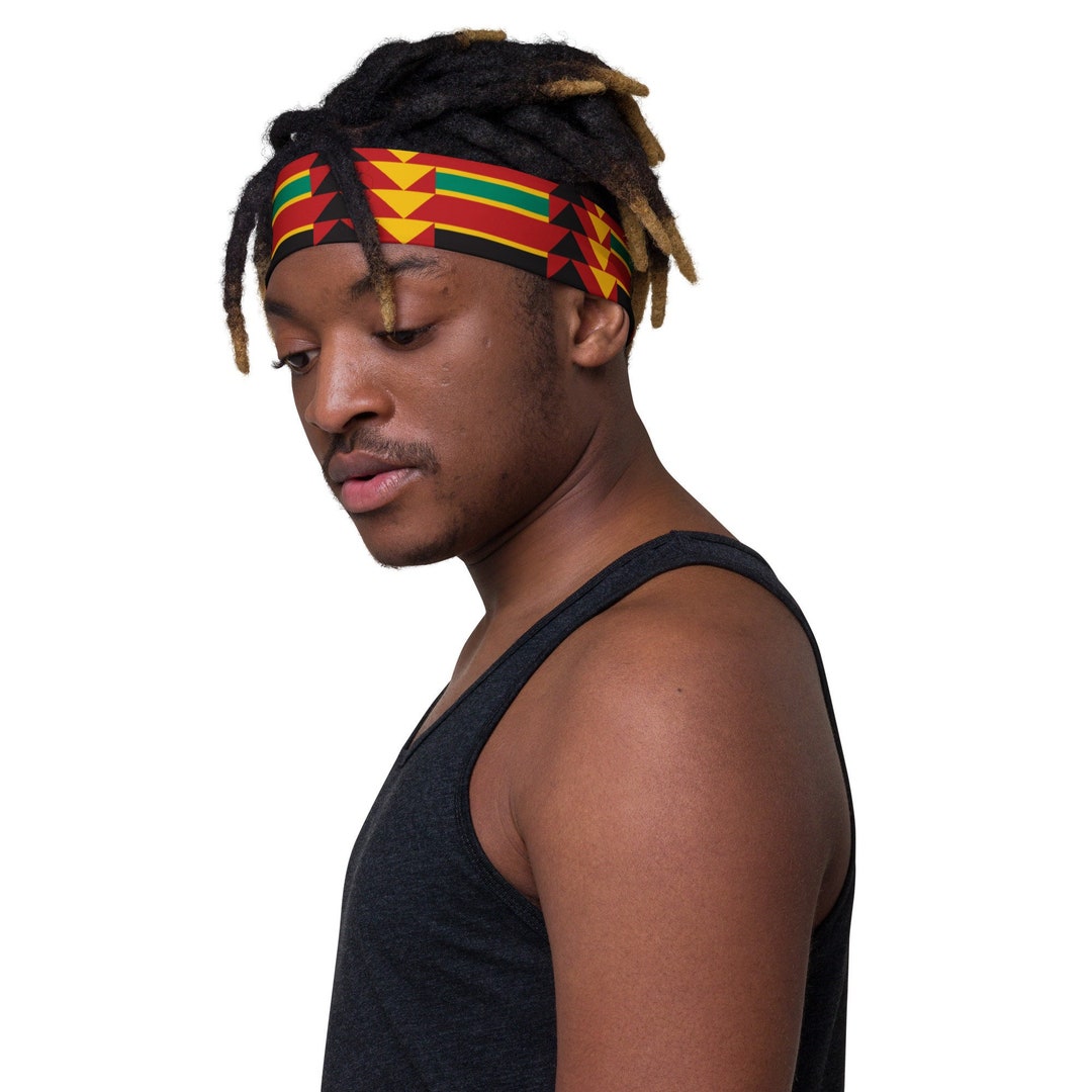 African Print Headband Kente Pattern Black Pride Kente Sweatband