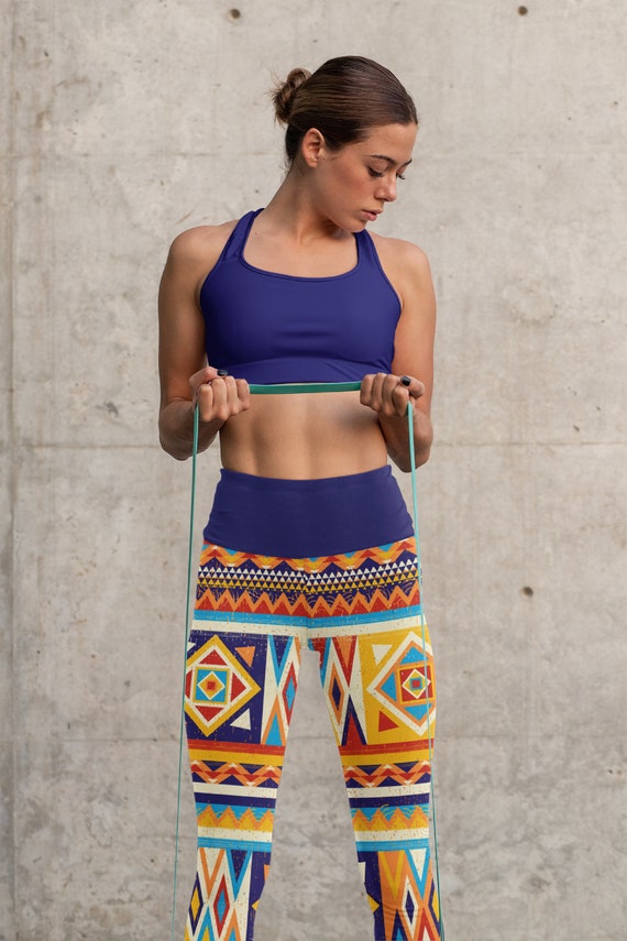 Kente Print African Ethnic Abstract Yoga Leggings Women's Yoga Ethnic Leggings  Kente Cloth Design Fitness Wear African Yoga Pants -  Canada