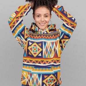 African Kente Cloth Printed Adult Streetwear Hooded Sweatshirt