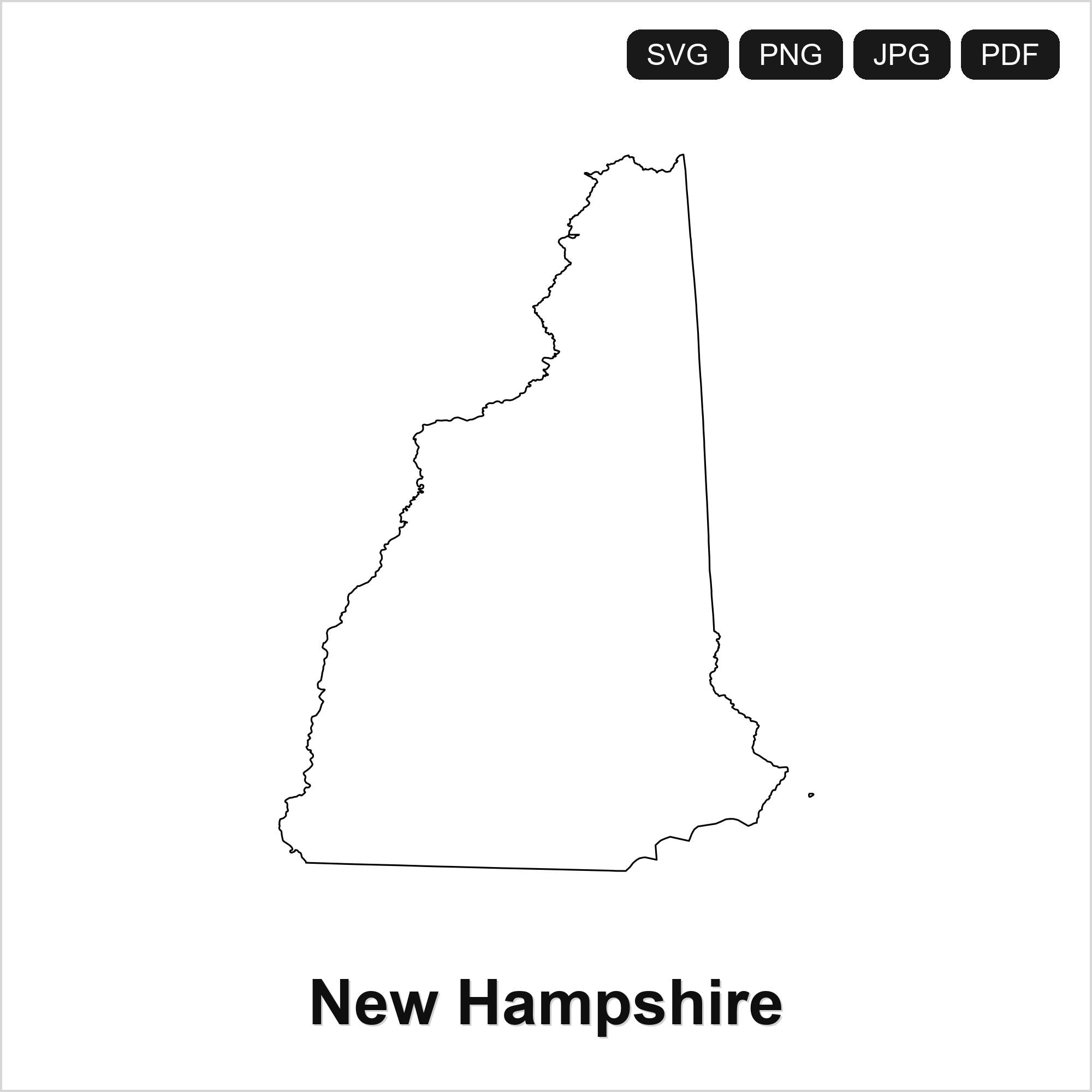 New Hampshire State Outline SVG Cut File | Map Clipart (digital ...