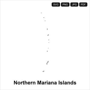 Northern Mariana Islands Country Outline SVG PNG PDF | Cricut Silhouette Cut File | Map Clipart Digital Download