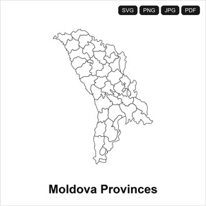Moldau Karte SVG PNG PDF | Bundesstaaten, Provinzen | Cricut Silhouette Schnittdatei | Digitaler Download