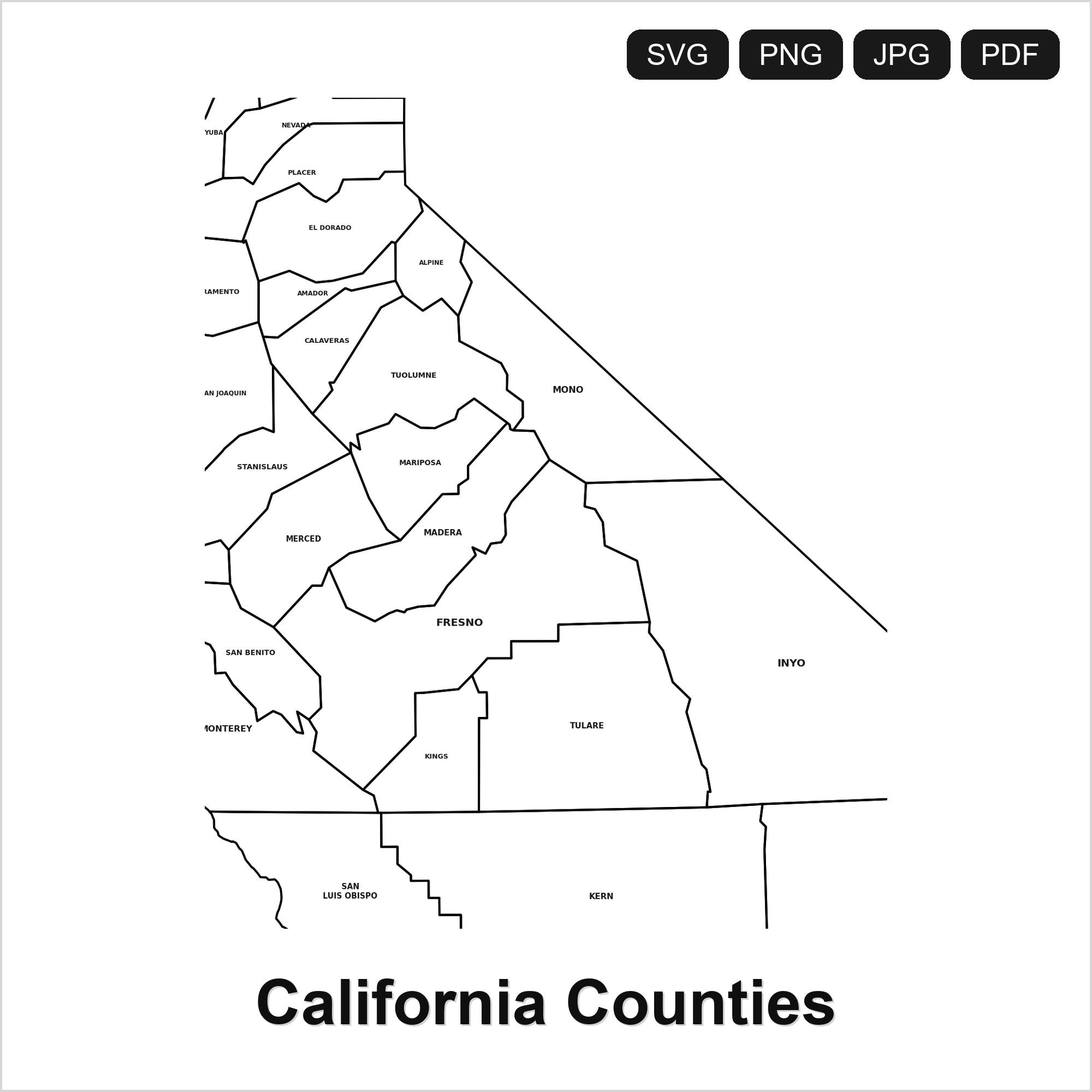 California Counties Map SVG PNG PDF | Cricut Silhouette Cut File ...
