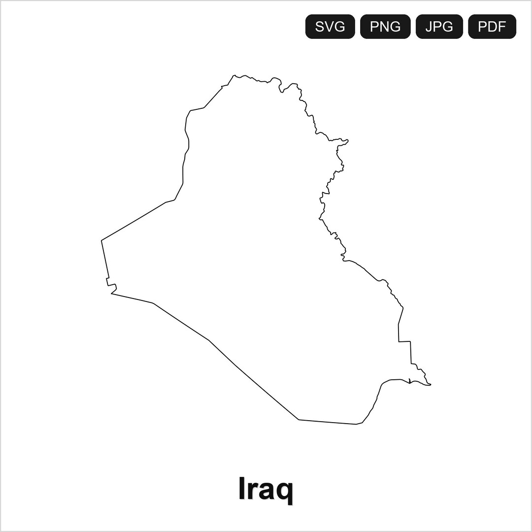 Iraq Country Outline SVG PNG PDF | Cricut Silhouette Cut File | Map ...