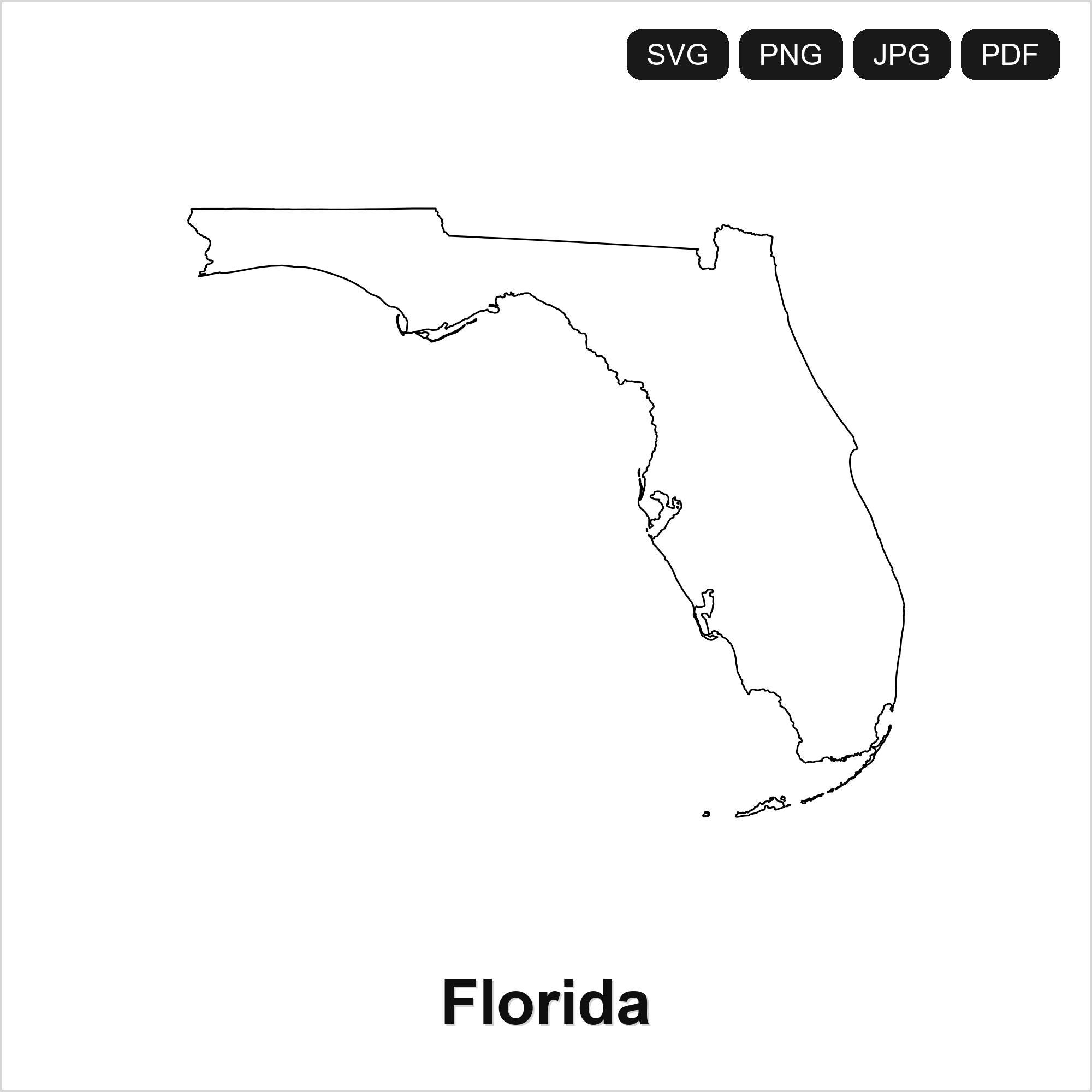 Florida State Outline SVG PNG PDF | Cricut Silhouette Cut File | Map ...
