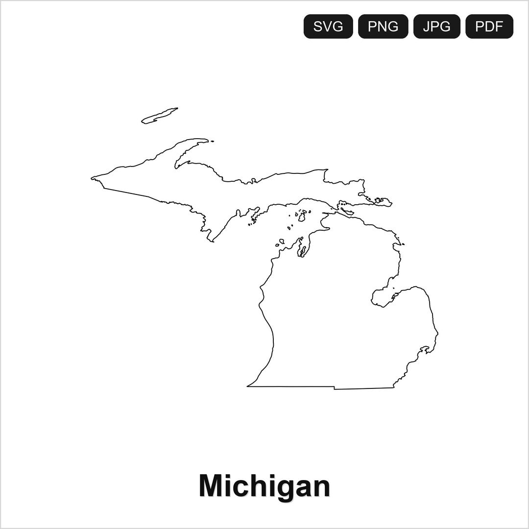 Michigan State Outline SVG PNG PDF | Cricut Silhouette Cut File | Map ...