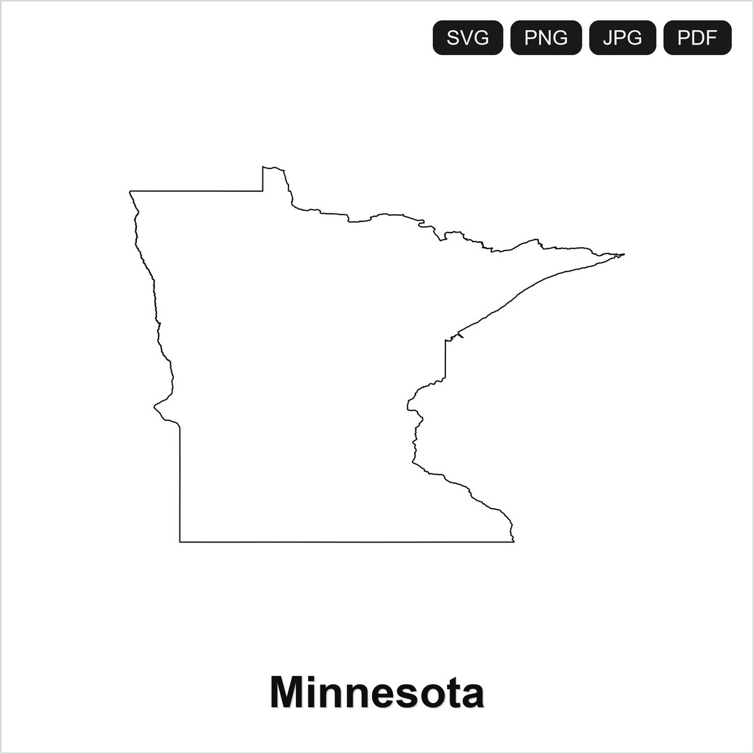 Mn Template Minnesota Outline Map SVG PNG PDF | Cricut Silhouette Cut File (digital ...