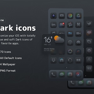 Schwarze iOS 17 Icons, Classic iOS 17 App Icon Pack