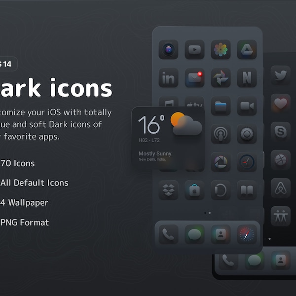 Black IOS 17 Icons, Classic iOS 17 App Icon Pack