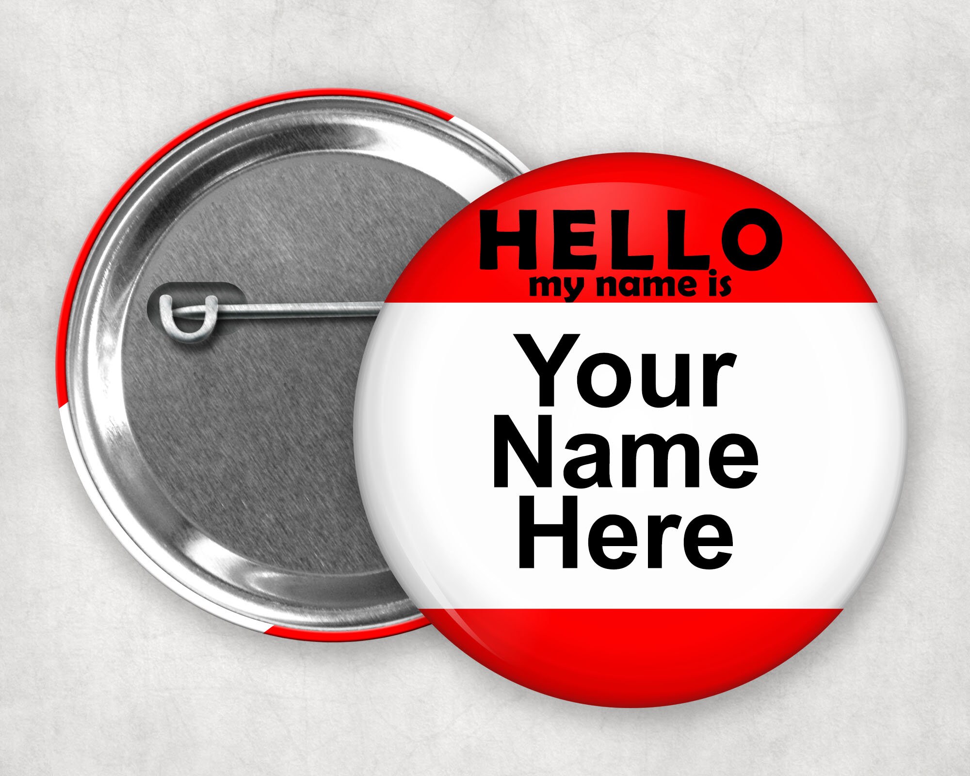 Custom NAME TAG Phrase Buttons Pin Back Buttons Badges Etsy