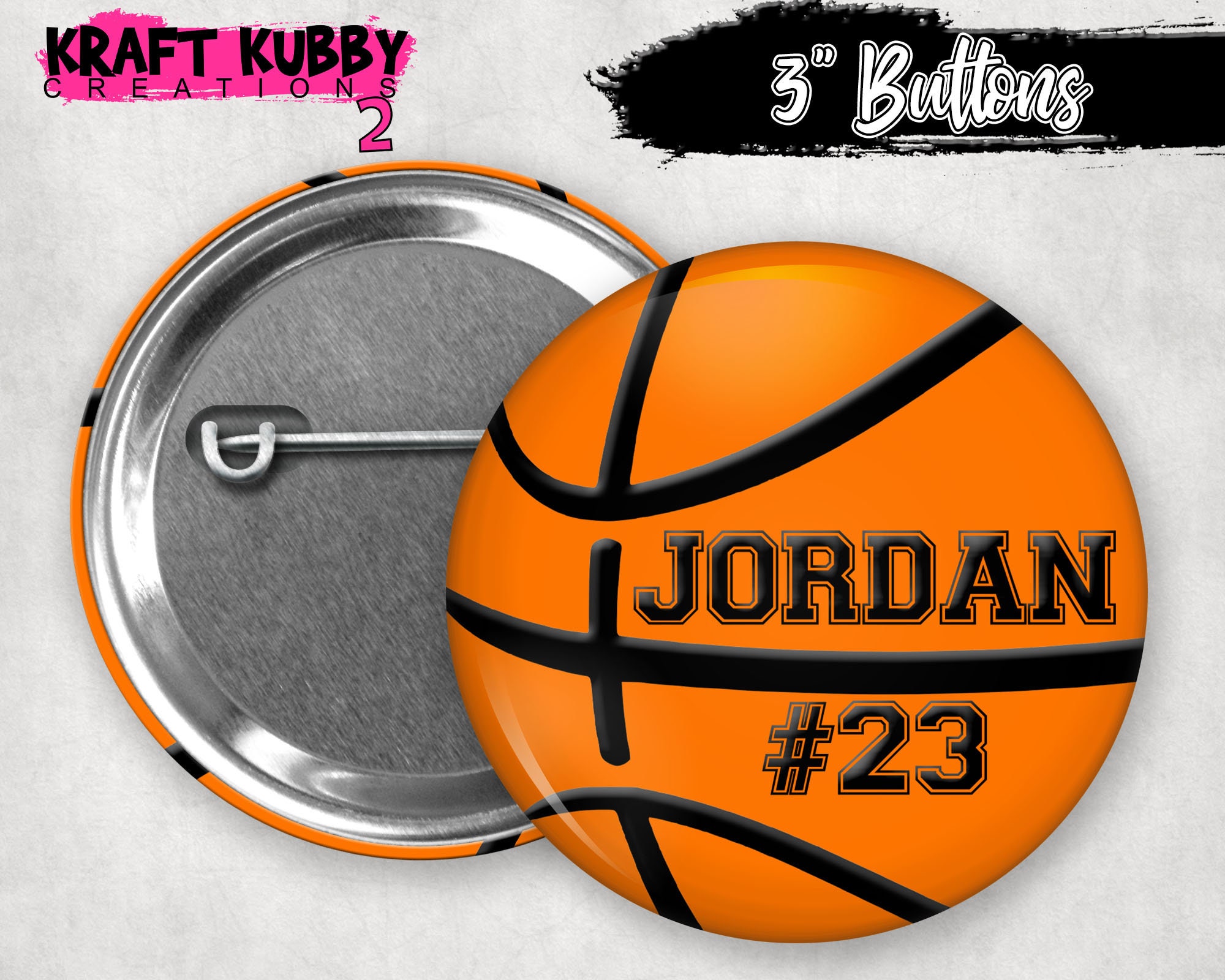 Custom Sports Button Basketball Buttons Pin Back Buttons Etsy