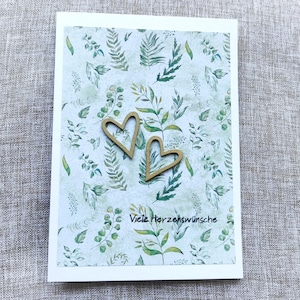 Grußkarte zur Hochzeit - Klappkarte, viele Herzenswünsche, Glückwunsch, Herzen