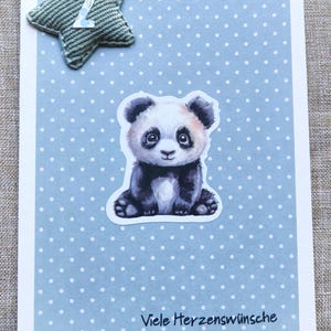 Glückwunschkarte zum 2. Geburtstag, viele Herzenswünsche, Panda