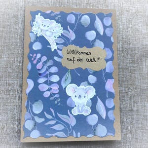 Grußkarte zur Geburt, Willkommen auf der Welt, Koala, Klappkarte, Baby