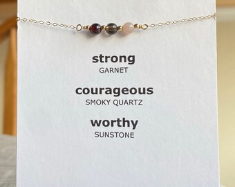 The 'I Am' Bracelet: strong, courageous, worthy; delicate gold-filled bracelet; empowerment gift; soul lesson; inspirational bracelet