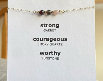 The 'I Am' Bracelet: strong, courageous, worthy; delicate sterling silver bracelet; empowerment gift; daughter gift; inspirational bracelet