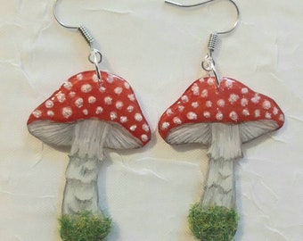 Mushroom, toadstools, earrings, earring unique, summer jewelry