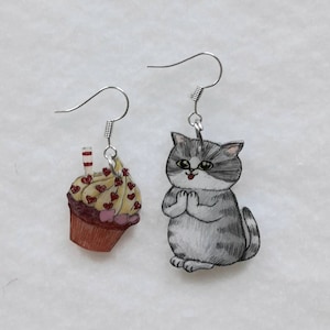 Earrings Cats for Cat Lovers Unique Piece Cats Funny Cat, Comic, Muffin