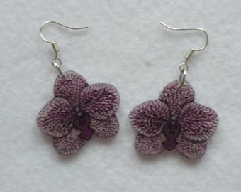 Earrings, Earring Unique, Earring, Summer Jewelry, Single Piece, Orchid, Flower, Flower White/Purple