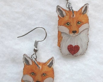 Earrings, Earring Unique, Earring, Summer Jewelry, Single Piece, Fox, Jewelry, Vixen with Heart