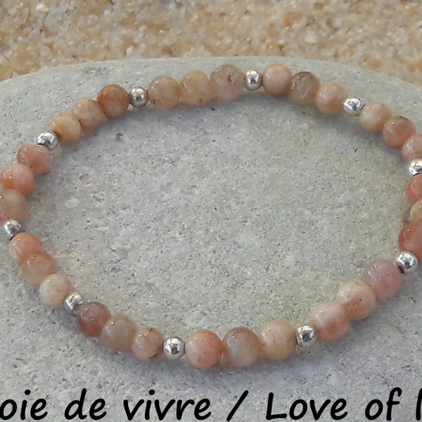 Bracelet pierre du soleil 4mm, bracelet fin pierre semi précieuse,  petit bracelet perle naturelle