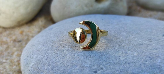 Bague demi lune dor e bague lune laiton bague bronze croissant