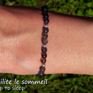 fijne ioliet armband 4 mm, blauwe steen armband, watersaffier armband, kleine aanpasbare natuurlijke parelarmband