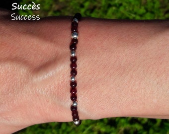 Garnet bracelet, 3mm natural stone bracelet, fine stone bracelet
