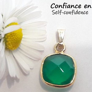 goldenen Anhänger Achat, kleine vergoldete Edelstein Anhänger, Facette grün Stein, feinen Stein Freundschaftsgeschenk