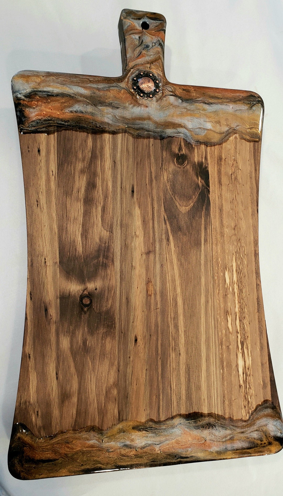 Resin Art Serving Board With Copper Concho. Charcuterie Board