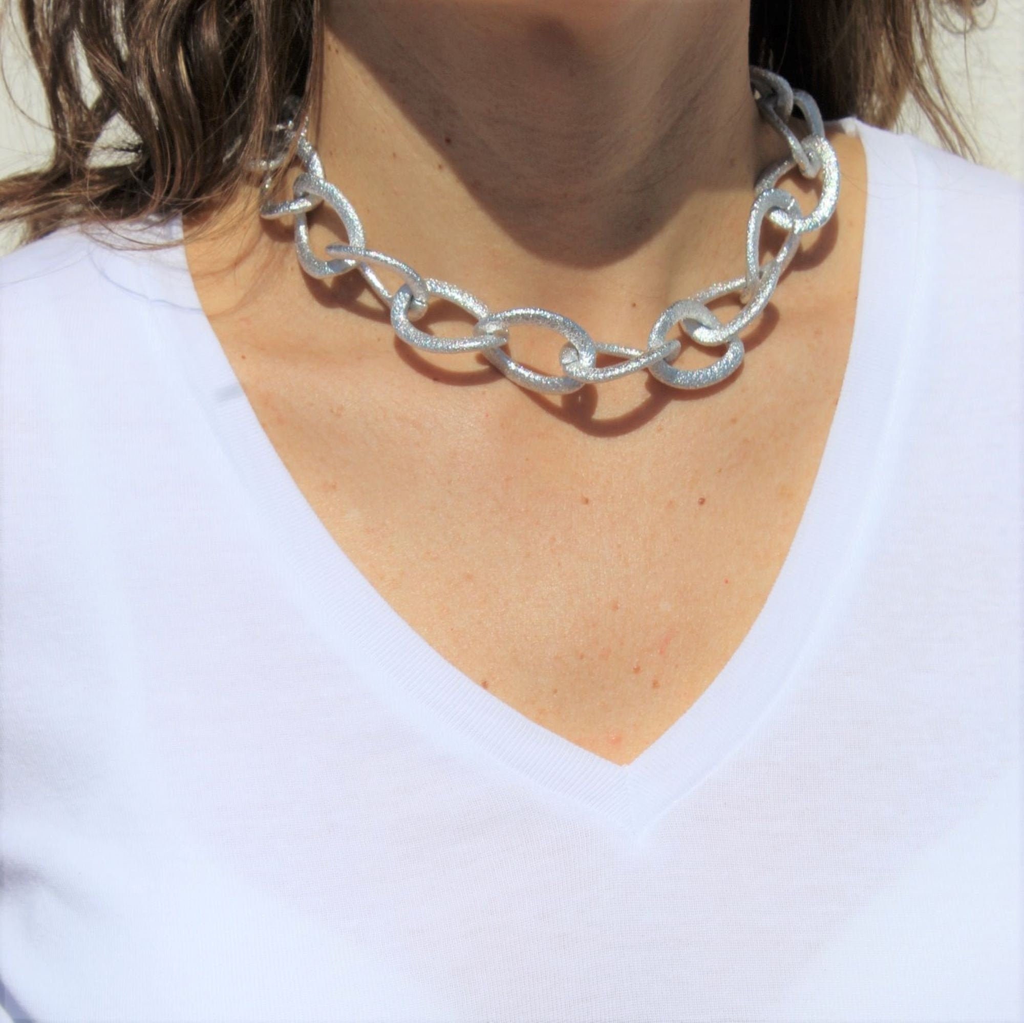 Silver Thick Chain Necklace Chunky Chain Necklace Women Etsy