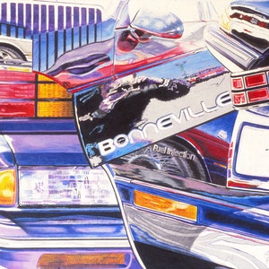 Pontiac Bonneville - Variant 2 - Print of Hand Drawn Pencil and Colored Pencil Artwork for your Home, Office, or Garage