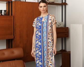 Maxi Dress For Women Summer, Cocktail Dresses For Wedding Guest, Luxury Kaftan, Designer Loose Fit Caftan, Modest Resortwear