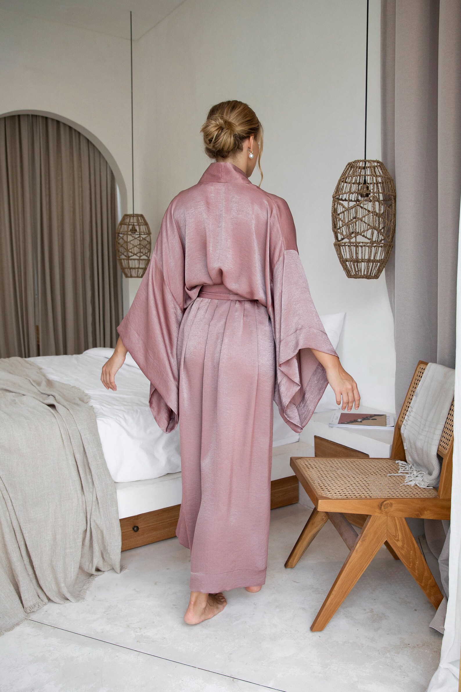 Bali Silky Long Kimono Robe / Japanese Dressing Gown / Plus Etsy