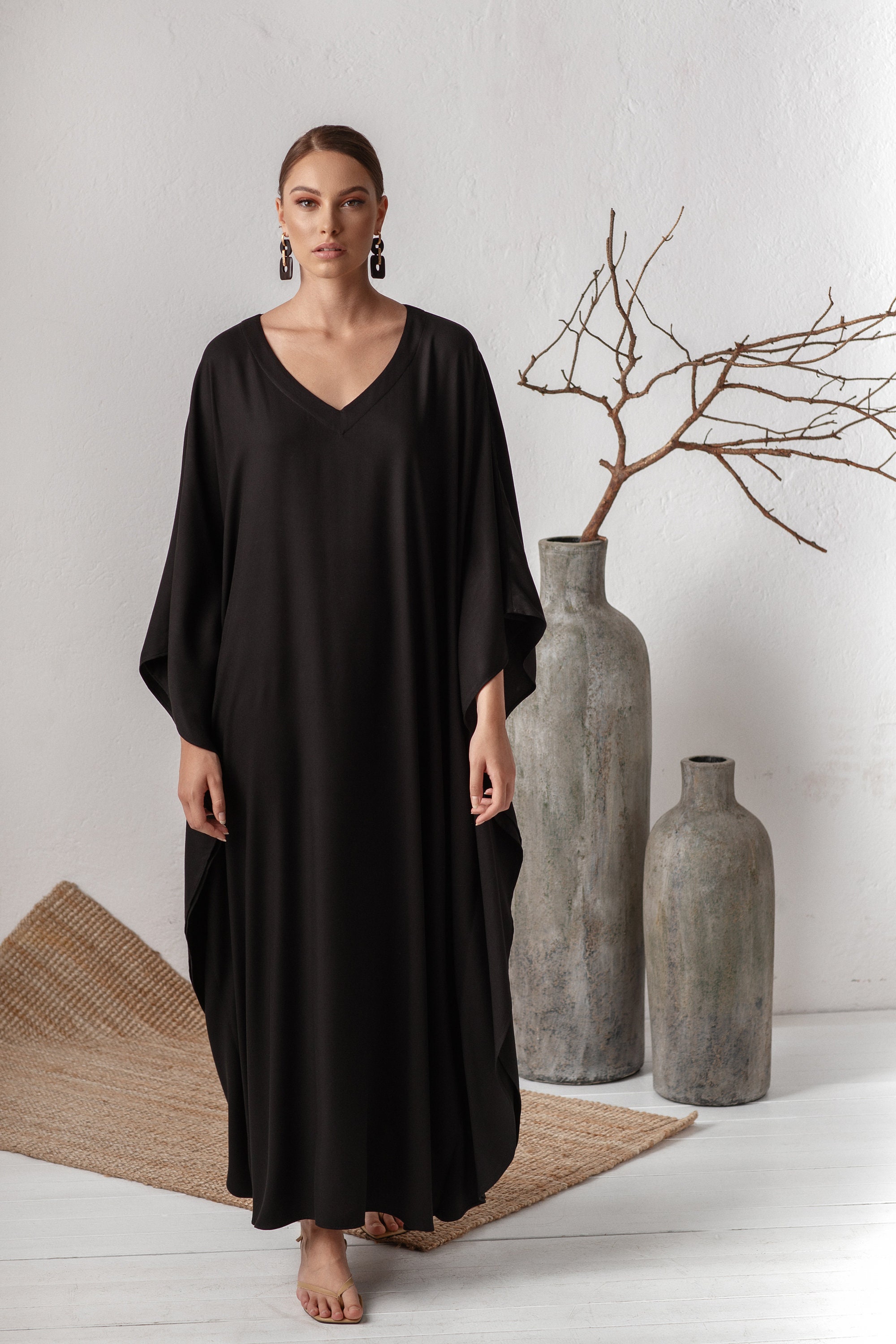Kaftan Dress Women Plus Size Black Maxi Caftan Dress Loose Etsy