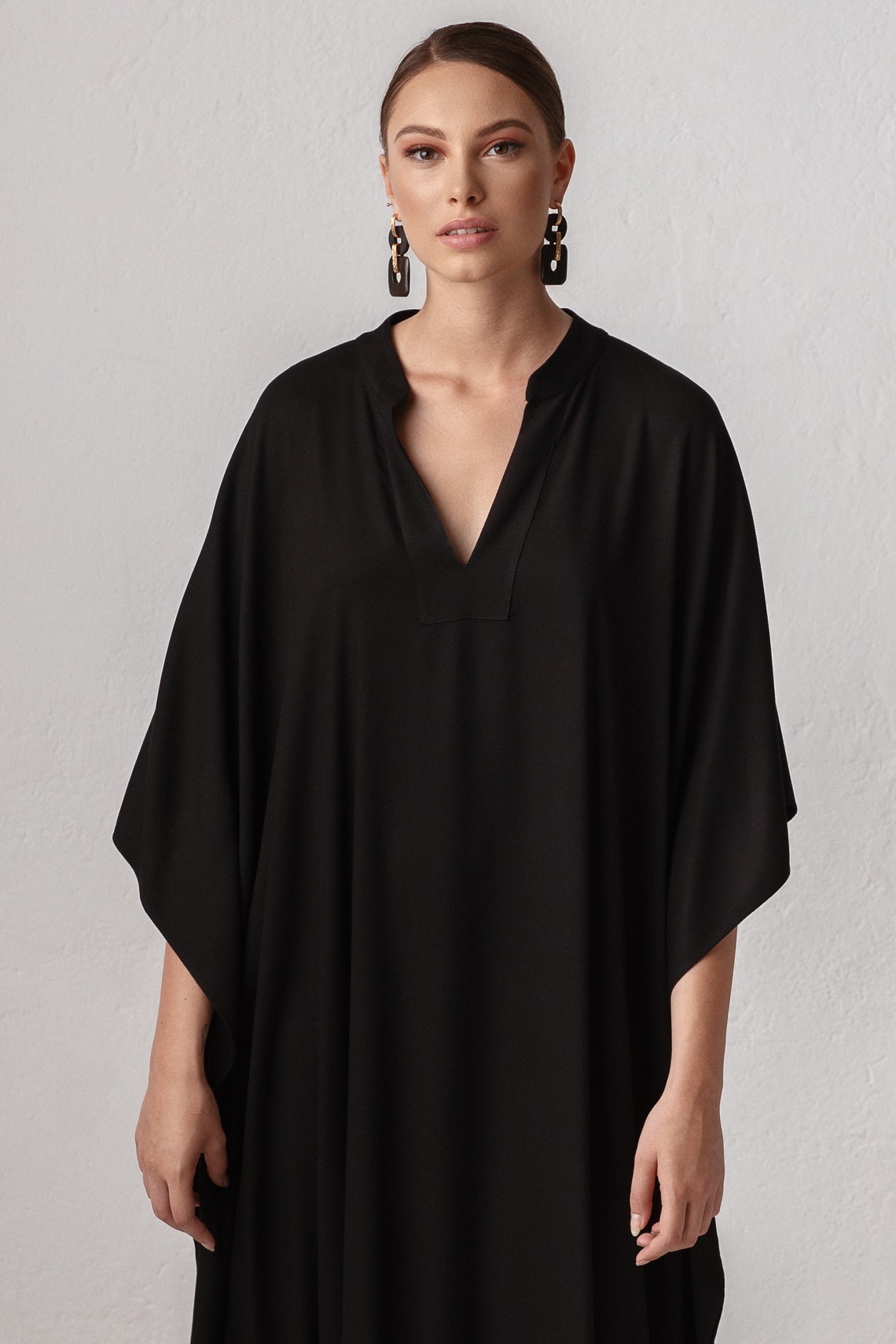 Black Kaftan Dress Plus Size Caftan Maxi Dress Loose Fit Etsy