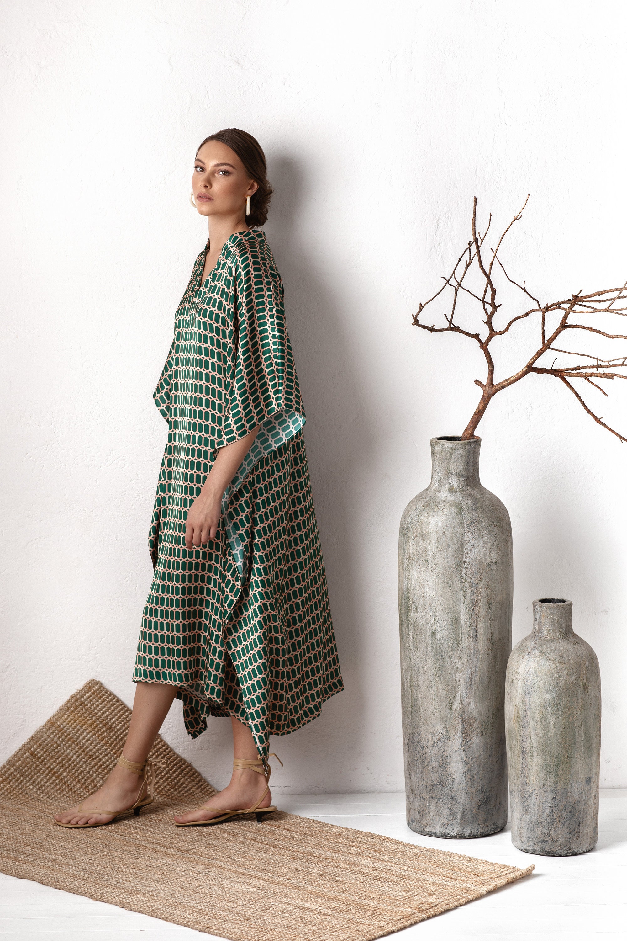 Silk Caftan Dress Women Ladies Plus Size Tunic Elegant Midi | Etsy