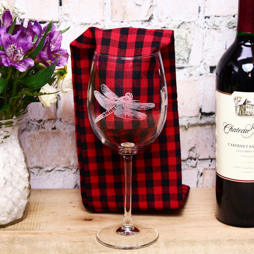 Elegant Dragonfly Wine Glasses Full Wrap Design A Truly Unique Gift Etsy