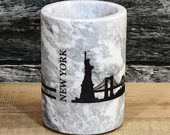 Etched Marble Wine Chiller: New York City Skyline, Free Personalization
