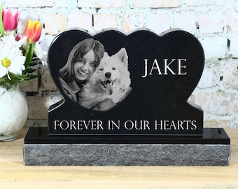 Pet Granite Garden Monument – A Timeless Tribute for a Loved Companion - Hearts Style - ships FREE