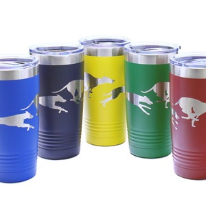 Etched Greyhound / Whippet Tumbler - Personalized Tumber for Greyhound Lovers