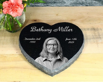 Granite Memorial Stone: Personalized Heart Garden Marker